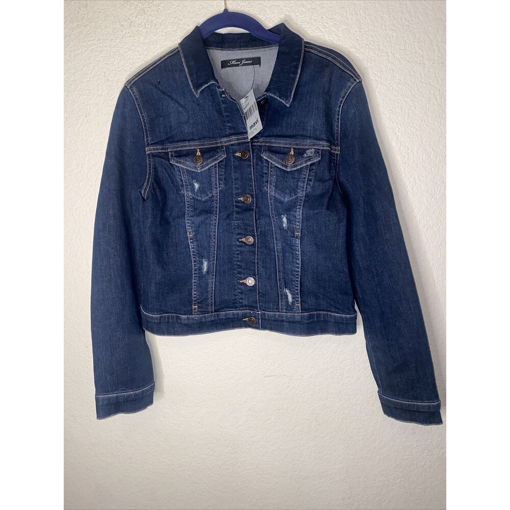 new Mavi Jeans jacket denim distressed Samantha Stretchy western rock Small